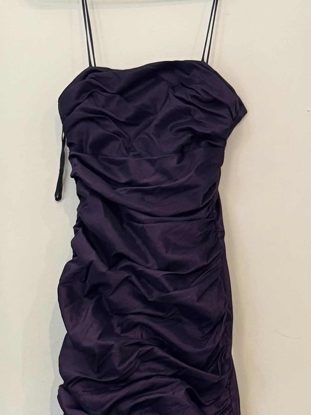 Sleeveless Ruched Satin Prom Dress in Deep Purple